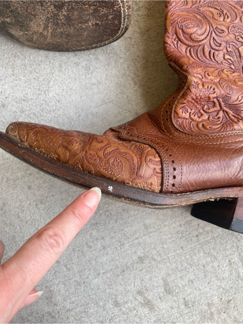 Boulet Brown Leather Tooled Floral Cowboy Boots 8C 2015 Western Festival Cowgirl - Picture 4 of 7
